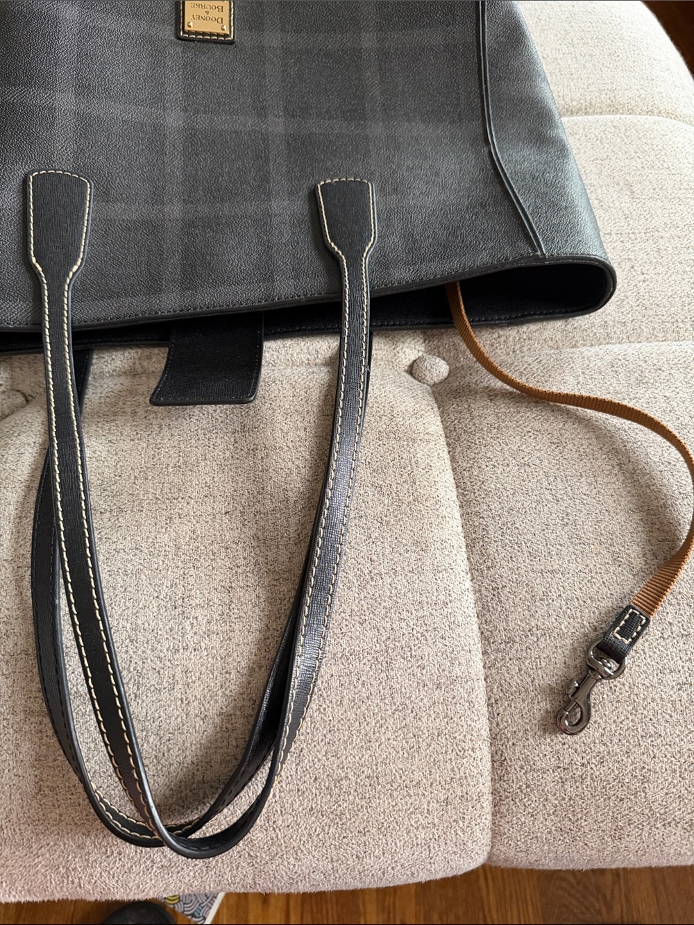 Dooney & Bourke Graham Plaid Ashton Tote Black/Gray Coated Canvas Leather - Picture 15 of 16